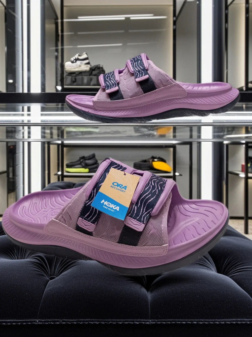 New Hoka One One Ora Recovey Slide Slip-On Sandal Violet Bloom Mens 12/Womens 14
